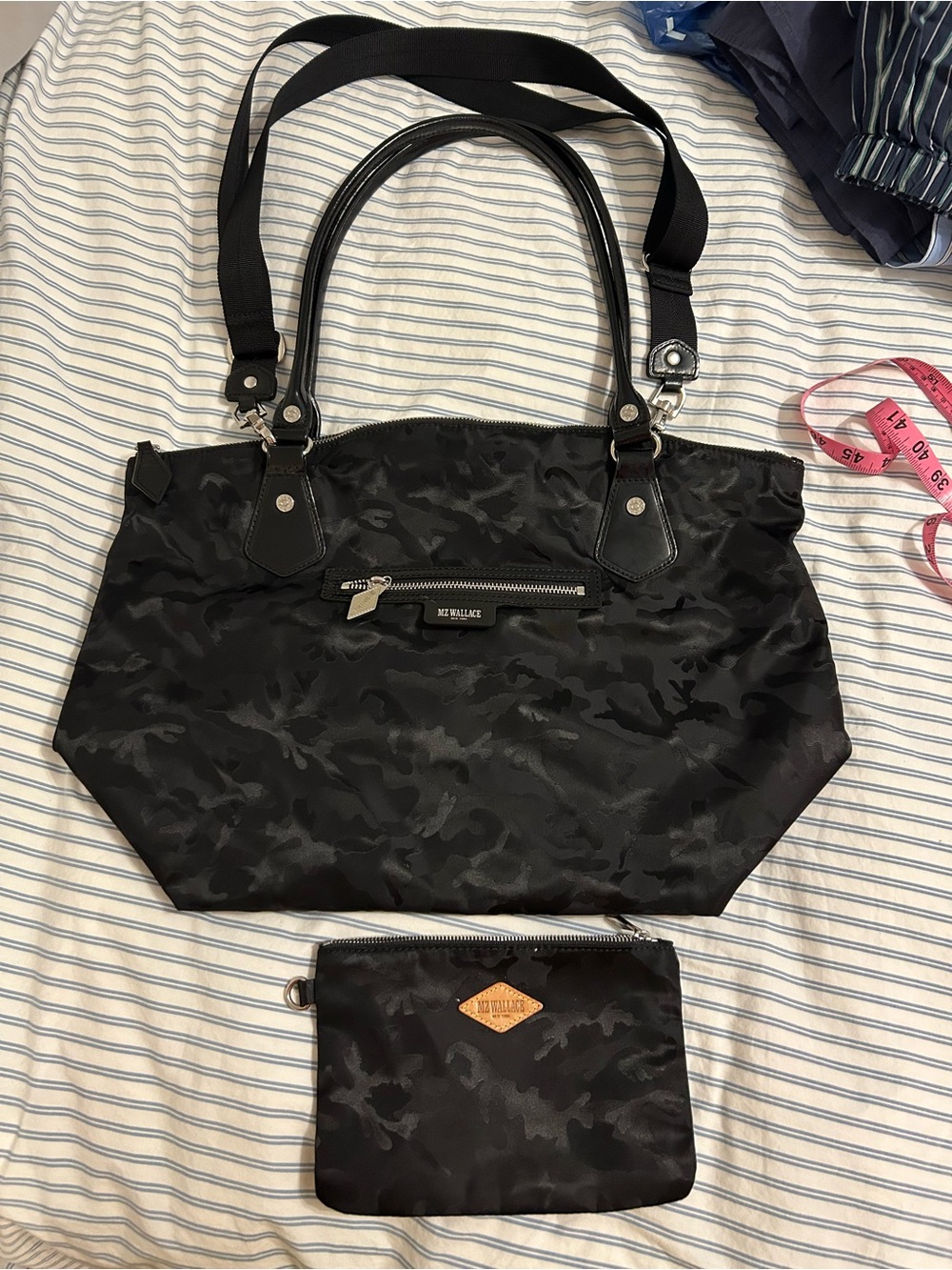 MZ Wallace Black Camouflage Nylon Chelsea Tote- EUC